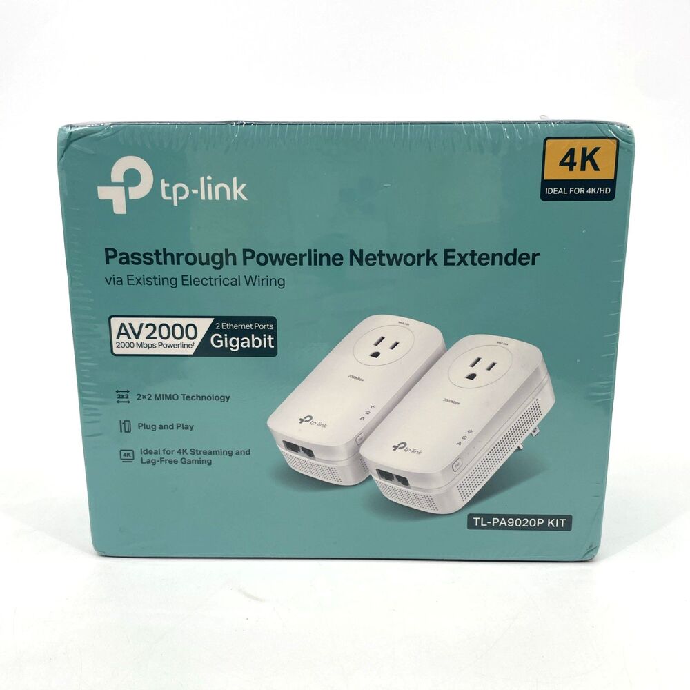 TP-LINK TLPA9020P KIT AV2000 2-Port Gigabit Powerline Starter Kit NEW Sealed